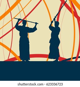 Kendo fighter in uniform vector background