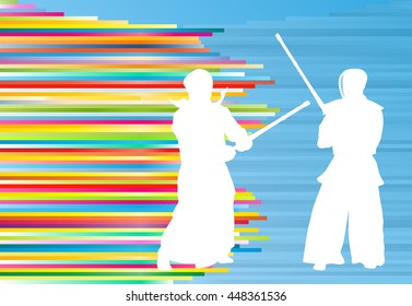 Kendo fighter vector background abstract illustration concept