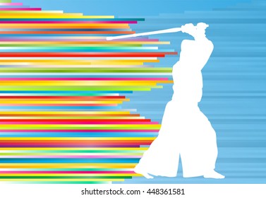 Kendo fighter vector background abstract illustration concept