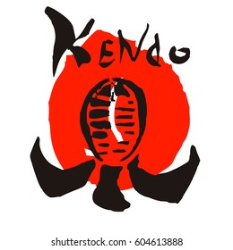 Kendo helmet logo ink drawn