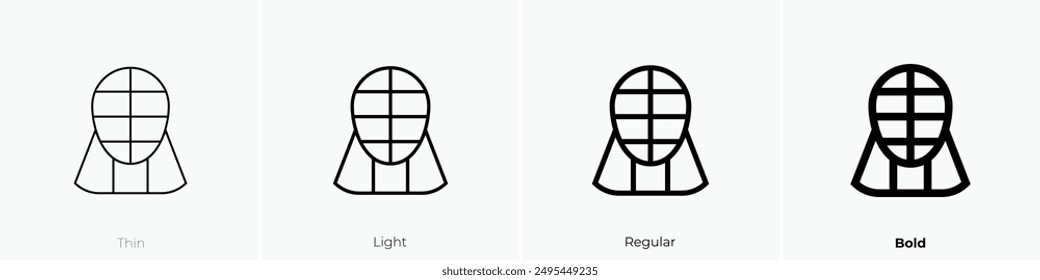 kendo icon. Thin, Light Regular And Bold style design isolated on white background