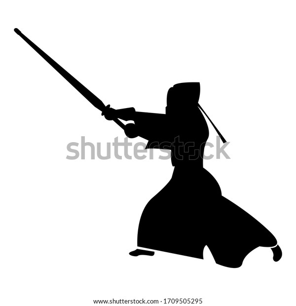 Kendo Martial Artist Swinging Silhouette Stock Vector (Royalty Free ...