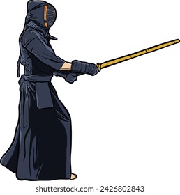 Kendo Practitioner in Traditional Gear