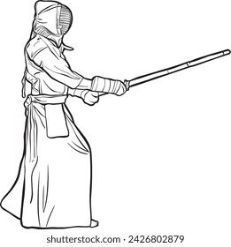 Kendo Practitioner in Traditional Gear