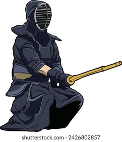 Kendo Practitioner in Traditional Gear sit 