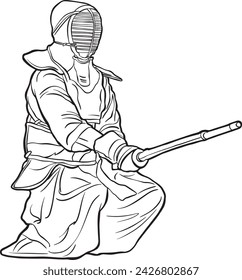 Kendo Practitioner in Traditional Gear sit 