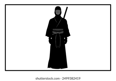 Kendo Silhouette Set - Traditional Japanese Martial Arts Illustration and Clipart