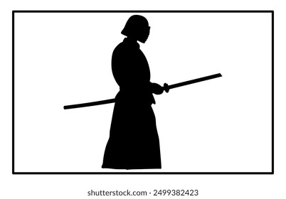 Kendo Silhouette Set - Traditional Japanese Martial Arts Illustration and Clipart