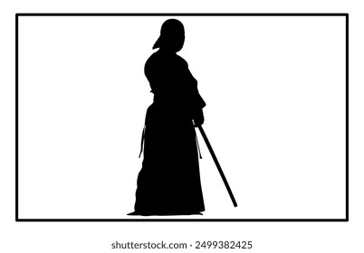 Kendo Silhouette Set - Traditional Japanese Martial Arts Illustration and Clipart