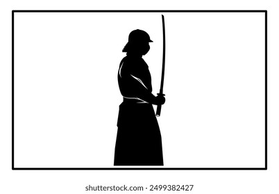 Kendo Silhouette Set - Traditional Japanese Martial Arts Illustration and Clipart