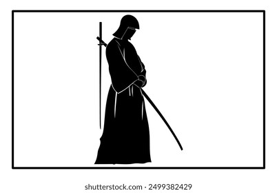 Kendo Silhouette Set - Traditional Japanese Martial Arts Illustration and Clipart