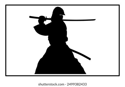 Kendo Silhouette Set - Traditional Japanese Martial Arts Illustration and Clipart