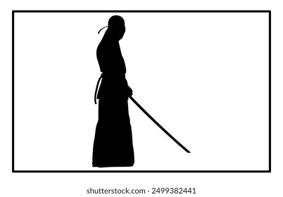 Kendo Silhouette Set - Traditional Japanese Martial Arts Illustration and Clipart