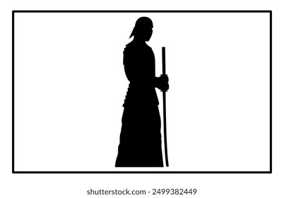 Kendo Silhouette Set - Traditional Japanese Martial Arts Illustration and Clipart