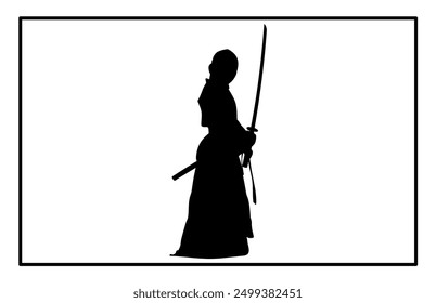 Kendo Silhouette Set - Traditional Japanese Martial Arts Illustration and Clipart