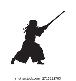 Kendo Silhouette, Vektorgrafik, flache Illustration auf weißem Hintergrund