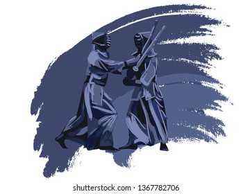 Kendo vector minimalistic 
monochrome poster