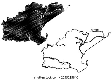 Kendrapara district (Odisha State, Republic of India) map vector illustration, scribble sketch Kendrapara map