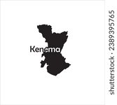 Kenema map and black lettering design on white background