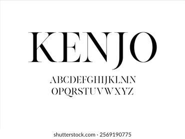 Kenjo font for logo and headline. Isolated vector typeset