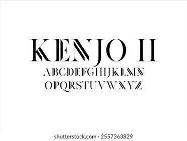 Kenjo II font for logo and headline. Isolated vector typeset