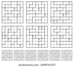 KenKen Puzzle game set with solutions
