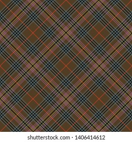 Kennedy Weathered Tartan. Diagonal cell, seamless pattern for fabric, kilts, skirts, plaids