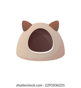 Kennel cat house. Cartoon illustration of a kitty bed isolated on a white background. Vector 10 EPS.