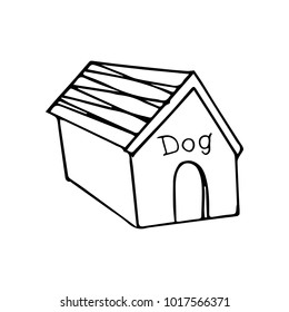 Kennel for dog vector illustration. Doodle style. Design, print, decor, textile, paper