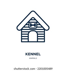 kennel icon from animals collection. Thin linear kennel, pet, bone outline icon isolated on white background. Line vector kennel sign, symbol for web and mobile