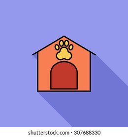 Kennel icon. Flat vector related icon with long shadow for web and mobile applications. It can be used as - logo, pictogram, icon, infographic element. Vector Illustration.