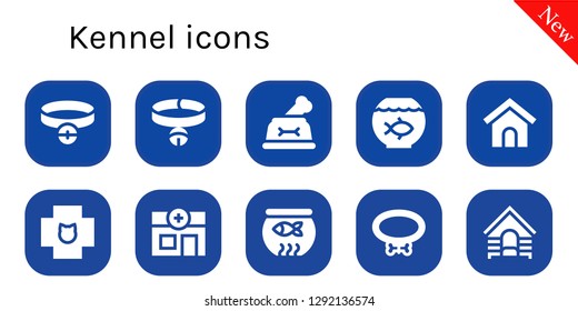  kennel icon set. 10 filled kennel icons. Simple modern icons about  - Collar, Dog, Fish bowl, Dog house, Veterinary