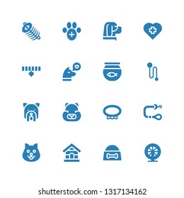 kennel icon set. Collection of 16 filled kennel icons included Hamster, Dog food, Dog house, Dog, Leash, Collar, Fish bowl, Veterinary, Dung