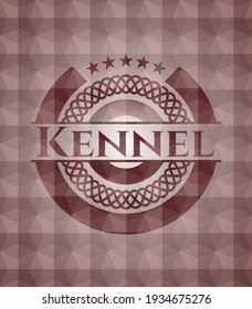 Kennel red polygonal badge. Seamless. 