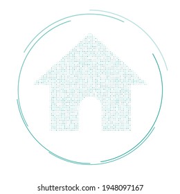 The kennel symbol filled with teal dots. Pointillism style. Vector illustration on white background