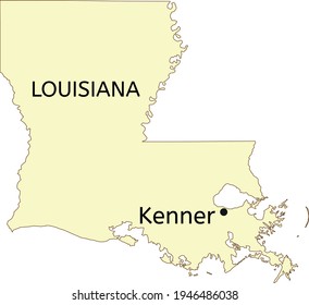 Kenner City Location On Louisiana State Stock Vector (Royalty Free 