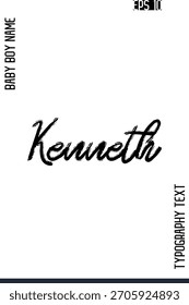 Kenneth   -Male Names Vector Creative Brush Typography Text Lettering Design 