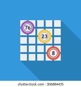 Keno icon. Flat vector related icon with long shadow for web and mobile applications. It can be used as - logo, pictogram, icon, infographic element. Vector Illustration.