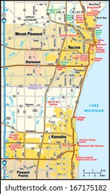 Kenosha And Racine, Wisconsin Area Map