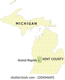 Kent County And City Of Grand Rapids Location On Michigan State Map