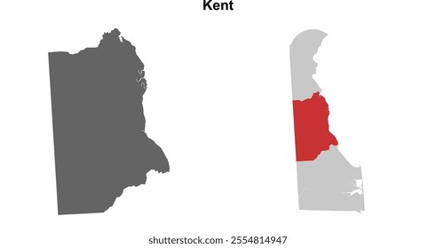 Kent County (Delaware) blank outline map set