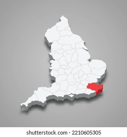 Kent County Location Within England 3d Isometric Map