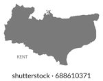 Kent county map England UK grey illustration silhouette shape