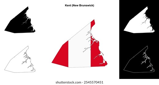 Kent county (New Brunswick) outline map set