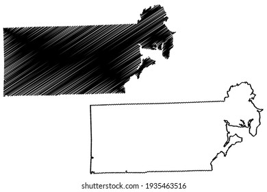 Kent County, State of Rhode Island and Providence Plantations (U.S. county, United States of America) map vector illustration, scribble sketch Kent map