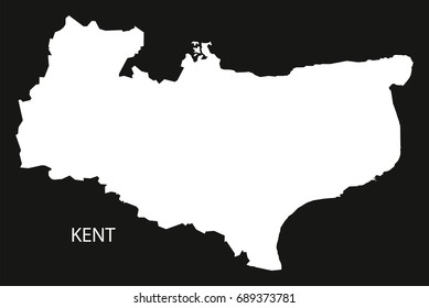 Kent England UK Map Black Inverted Silhouette Illustration