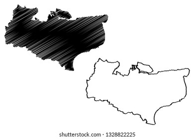 Kent (United Kingdom, England, Non-metropolitan county, shire county) map vector illustration, scribble sketch Kent map