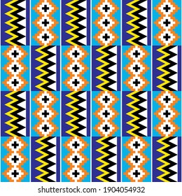 Kente African tribal vector design - traditional nwentoma textile or farbic print pattern inspired by Ghana traditional cloths. Abstract repetitive design, Kente wedding dress style 