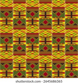 Kente cloth. African geometric seamless pattern.