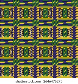 Tela Kente. Patrón africano sin fisuras. Estampado geométrico étnico. 